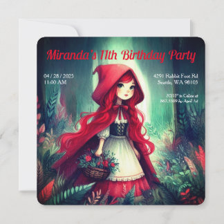 Invitation Petit chaperon rouge Forêt sombre Anniversaire