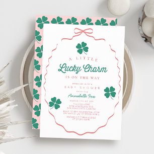 Invitation Petit Charme Chanceux Fille Arc Rose Baby Shower