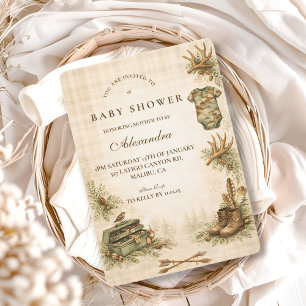Invitation Petit chasseur souvenir de la forêt Baby Shower