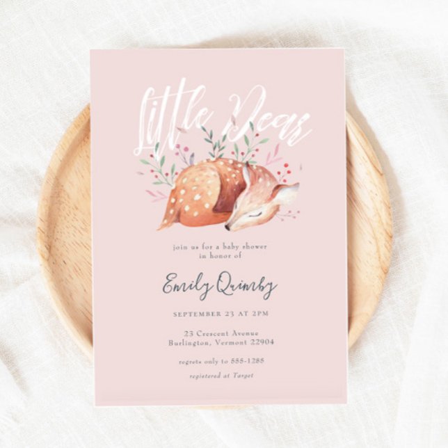 Invitation Petit Cher Baby shower de bois rose (Créateur téléchargé)