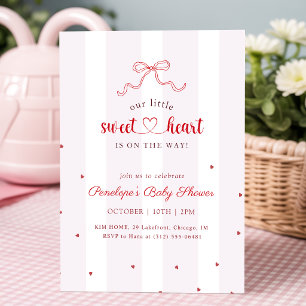 Invitation Petit Chéri en Route Baby Shower Rose Ruban