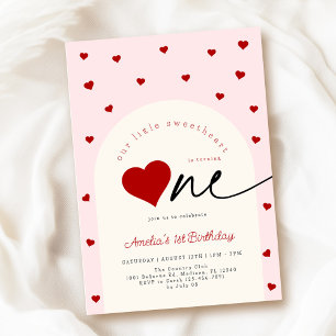 Invitation Petit chéri rose rouge 1er anniversaire