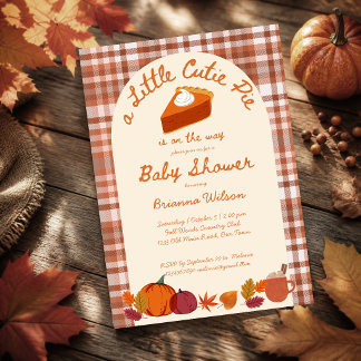 Invitation Petit chou tarte à la citrouille plaid automnal sh