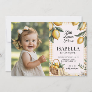 Invitation Petit Citron Pique-Nique Gingham Enfants Photo Ann