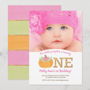Invitation Petit Citrouille 1er anniversaire automne photo