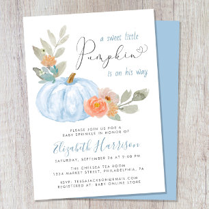 Invitation Petit Citrouille Aquarelle Bébé Garçon Sprinkel