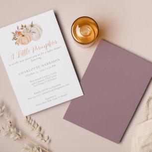 Invitation Petit Citrouille Automne Aquarelle Baby shower Flo