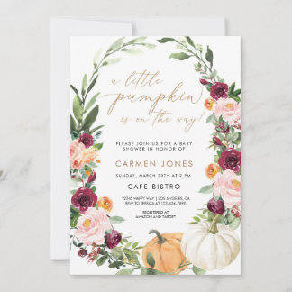 Invitation Petit Citrouille Automne Baby shower d'automne Inv