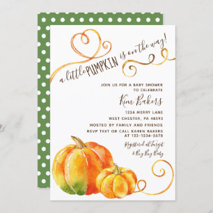 Invitation Petit Citrouille Automne Baby shower d'automne Inv