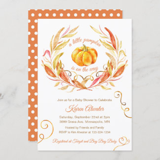 Invitation Petit Citrouille Automne Baby shower d'automne Inv