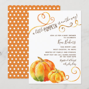 Invitation Petit Citrouille Automne Baby shower d'automne Inv