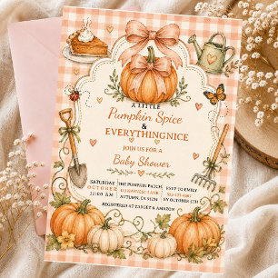 Invitation Petit Citrouille Automne Bâtons Cinnamon Tarte bow