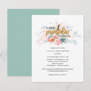 Invitation Petit Citrouille Automne Couple Baby shower rose F