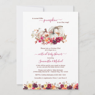 Invitation Petit Citrouille Automne Floral Baby shower virtue
