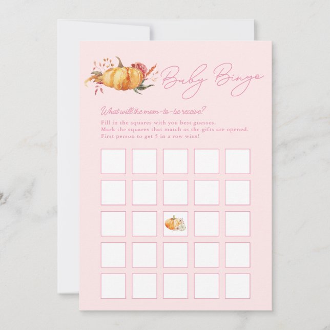Invitation Petit Citrouille Automne Floral Douche Baby Bingo  (Devant)