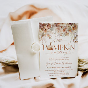 Invitation Petit Citrouille Automne Floral Russe Baby shower