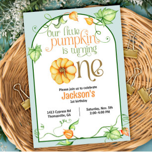 Invitation Petit Citrouille automne premier anniversaire