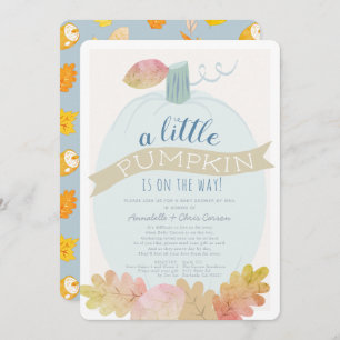 Invitation Petit Citrouille Baby shower bleu bébé par courrie