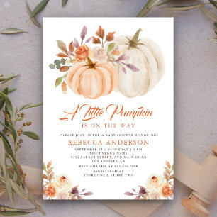 Invitation Petit Citrouille Baby shower Floral Rustique Terre
