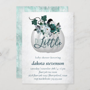 Invitation Petit Citrouille   Baby shower Turquoise vert flor