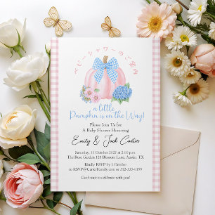 Invitation Petit Citrouille Bébé Fille Douche Coquette Rose m