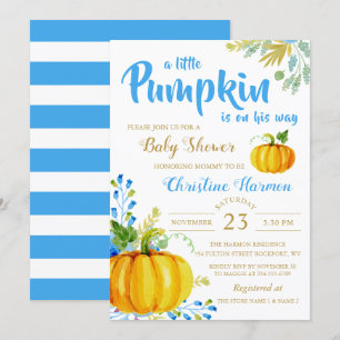 Invitation Petit Citrouille Blue Garden Baby shower Invitatio