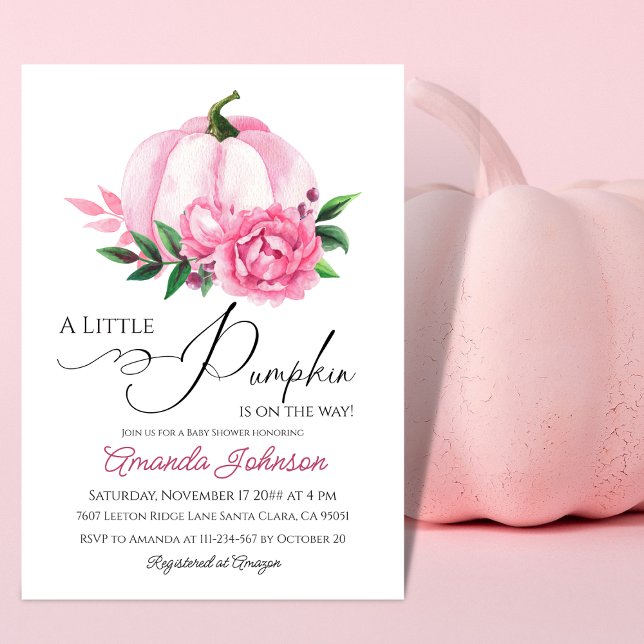 Invitation Petit Citrouille Blush rose Automne Baby shower ru (Créateur téléchargé)