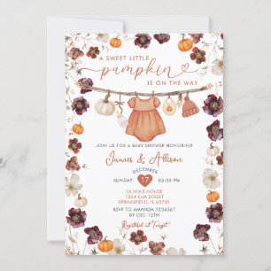 Invitation Petit Citrouille Boho Baby shower de vêtements béb