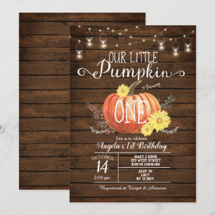 Invitation Petit Citrouille Bois Chute premier anniversaire i