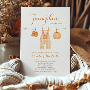 Invitation Petit Citrouille Corde à Linge Baby Shower d'Autom