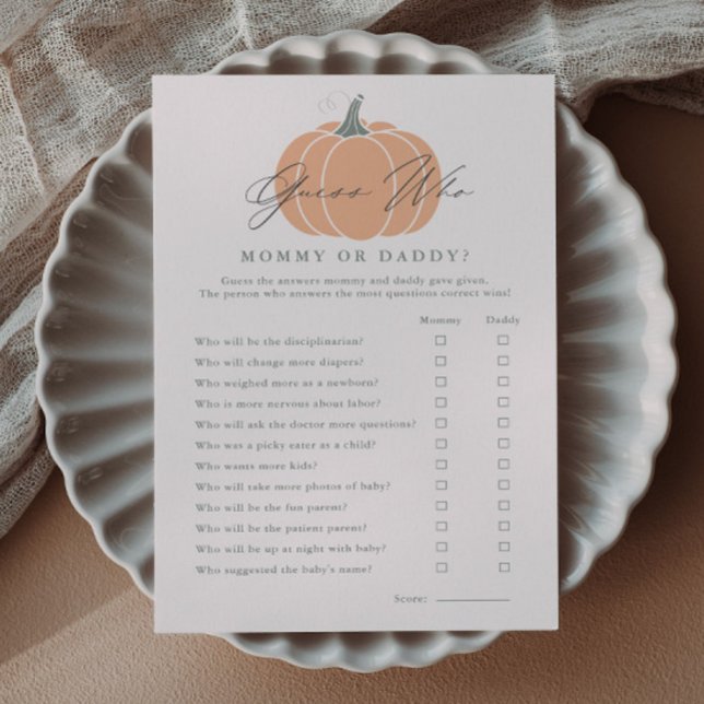 Invitation Petit Citrouille Devinez Qui Baby shower Jeu (Guess Who Little Pumpkin Baby Shower Games.)