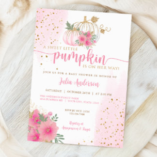 Invitation Petit Citrouille doux, Baby shower de chute d'or r