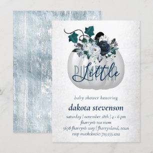 Invitation Petit Citrouille Dusty Blue Floral Baby shower
