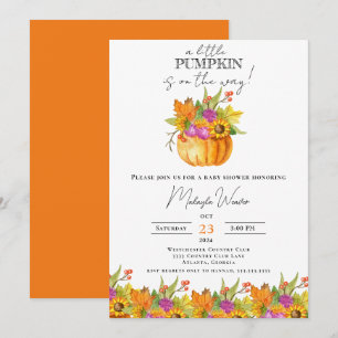 Invitation Petit Citrouille Editable feuilles d'automne Baby