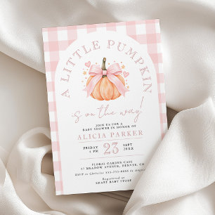Invitation Petit citrouille élégant shower bébé avec un nœud 