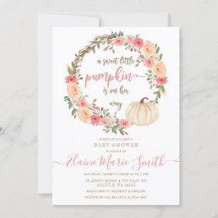 Invitation petit citrouille en baby shower d'automne