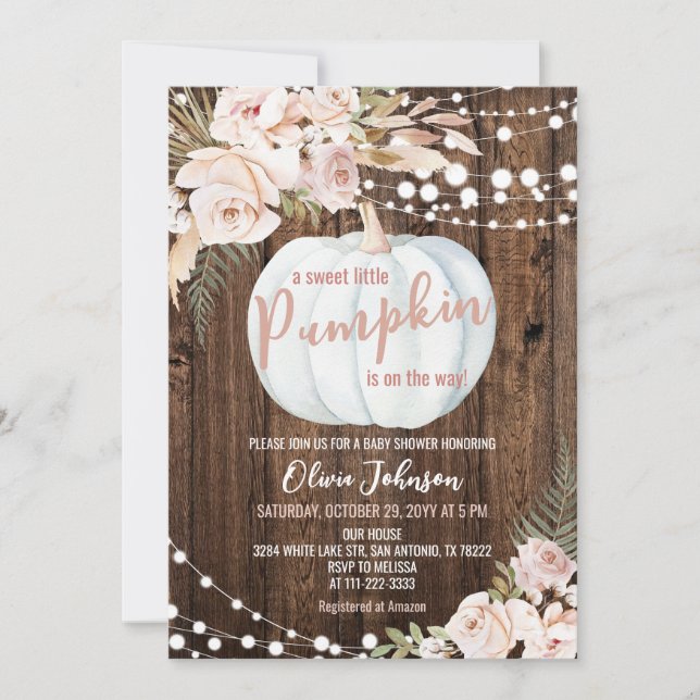 Invitation Petit Citrouille en route Baby shower (Devant)