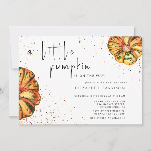 Invitation Petit citrouille en route baby shower (Devant)
