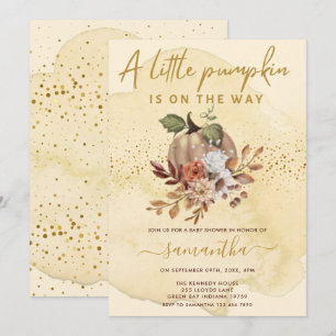 Invitation Petit Citrouille En Route Baby shower Automne