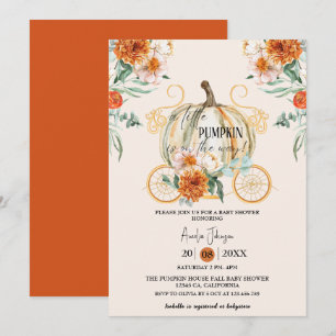 Invitation Petit Citrouille en route pour le Baby shower d'au