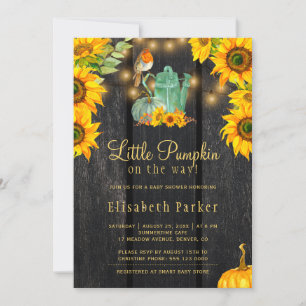 Invitation Petit citrouille en route rustique baby shower aut