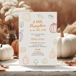 Invitation Petit Citrouille Fall mignon Baby shower Doodé
