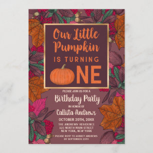 Invitation Petit Citrouille Feuilles d'automne et Berries Ann