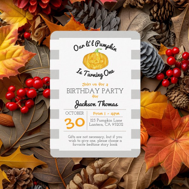 Invitation Petit Citrouille Gris Gris Gris Enfant Anniversair (Créateur téléchargé)