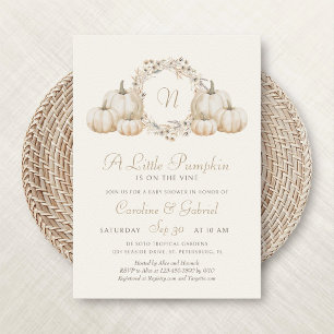 Invitation Petit Citrouille minimaliste Baby shower Monogramm