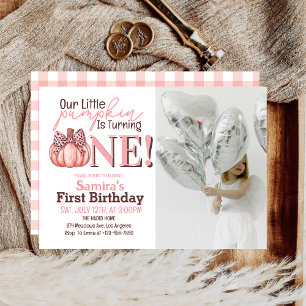 Invitation Petit Citrouille Pastel Rose Automne 1er Anniversa