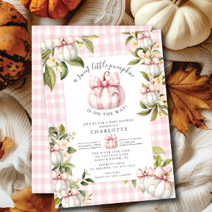 Invitation Petit Citrouille Rose En vichy Baby shower