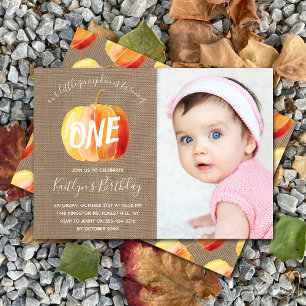 Invitation Petit Citrouille Rustique Burlap 1er Anniversaire 