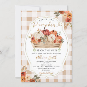 Invitation Petit Citrouille Rustique En vichy Baby shower Flo