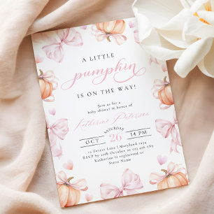 Invitation Petit Citrouille sur le Baby shower Way Pink Bow